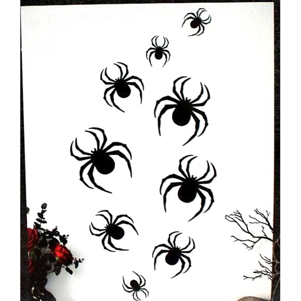 Furry Spider Wall Decals 9 Piece Removable Decorative Halloween Horror Decor